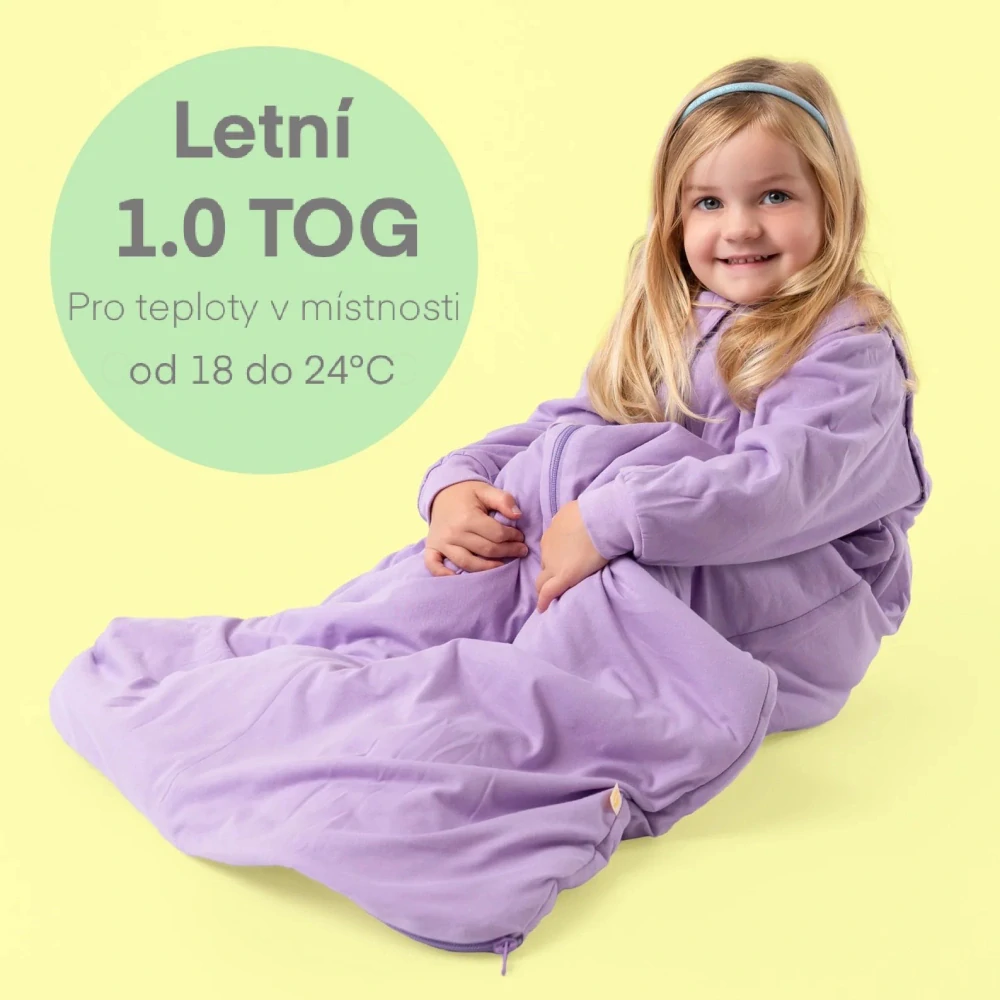 Levandule LETNÍ dětský spací s ODEPÍNACÍMI RUKÁVY 6-10 let, 150cm