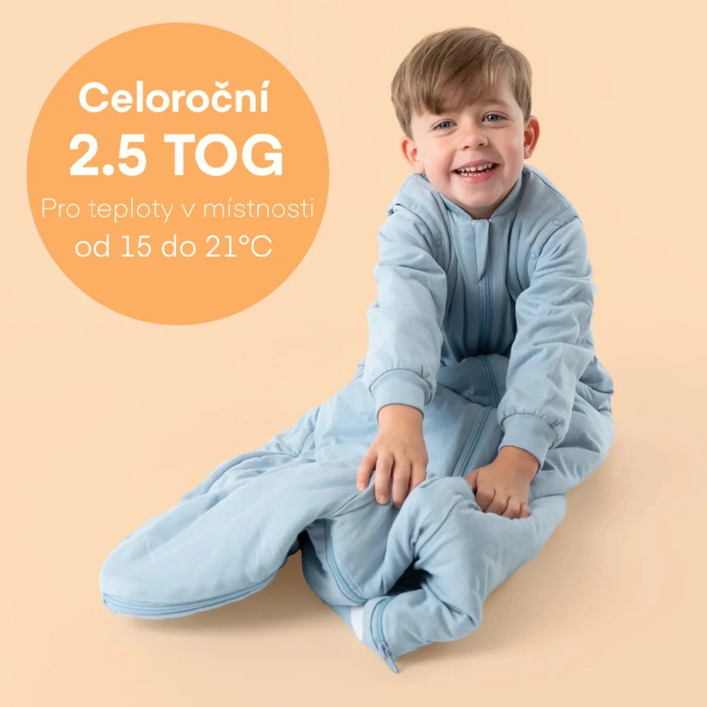 Ledovcový CELOROČNÍ dětský spací pytel s ODEPÍNACÍMI RUKÁVY 6-10 let, 150cm