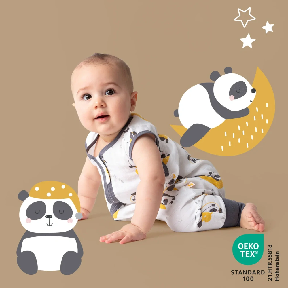 Panda MUŠELÍNOVÝ 0.5Tog EXTRA TENKÝ LETNÍ spací pytel s nohavičkami 100cm