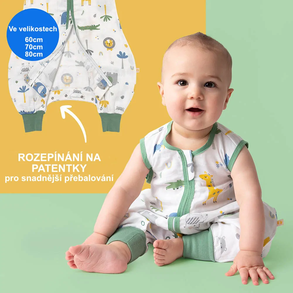 Džungle MUŠELÍNOVÝ 0.5Tog EXTRA TENKÝ LETNÍ spací pytel s nohavičkami 100cm